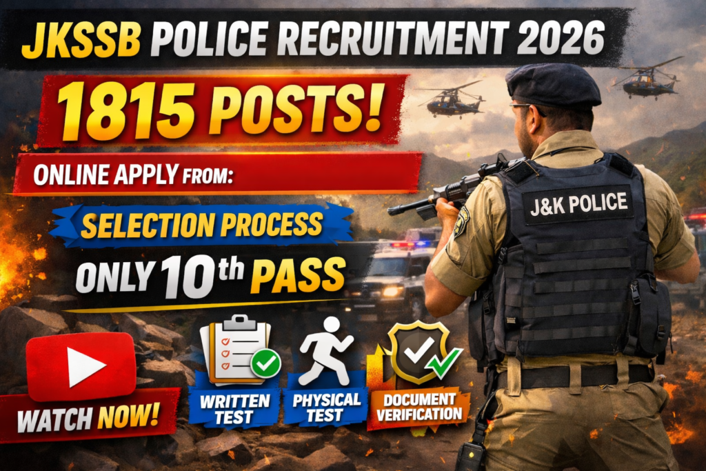 JKSSB Police Recruitment 2026 Posts 1815 Online Start