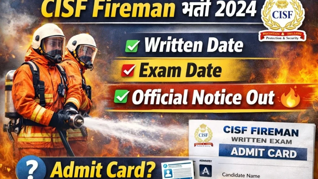 CISF Constable Fireman Written Exam Date 2026